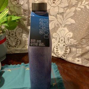 Glass Bottle Insulated Multicolor Purple Print Style Water Bottle 33oz-975ml